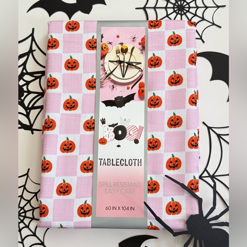 Pink Halloween Pumpkin Tablecloth